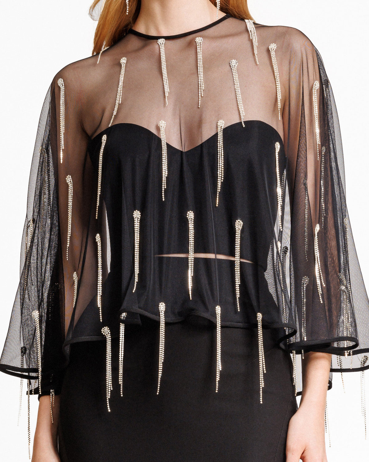 Crepe Set with pant and Beaded Cape