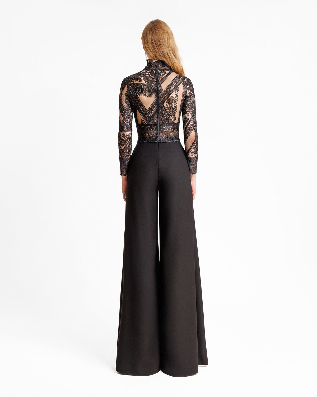 Patterned lace top with pants set
