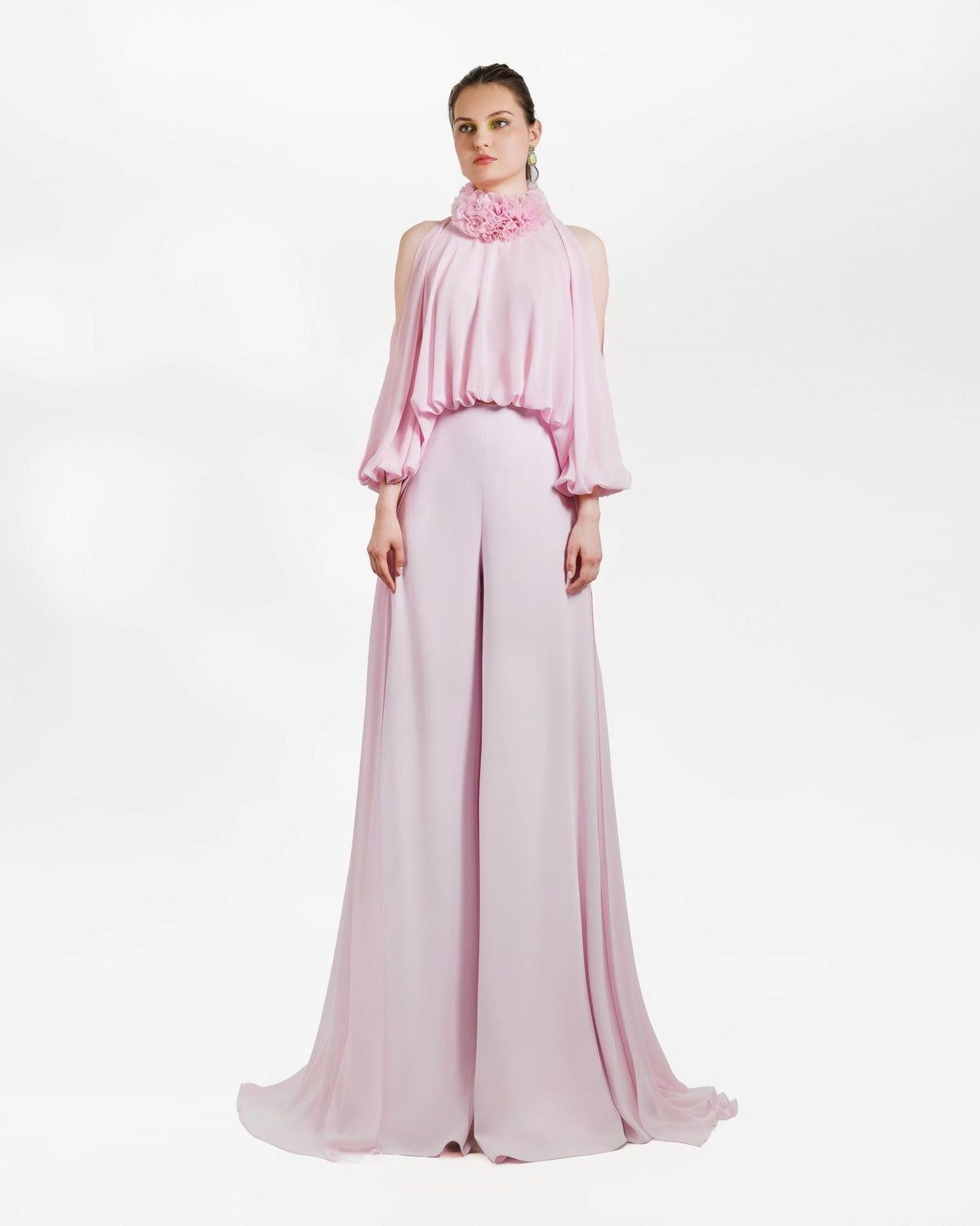 High Collar Top With High Waisted Pants