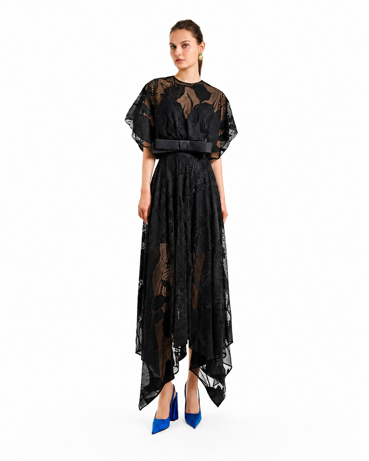 Patterned Lace Midi Dress