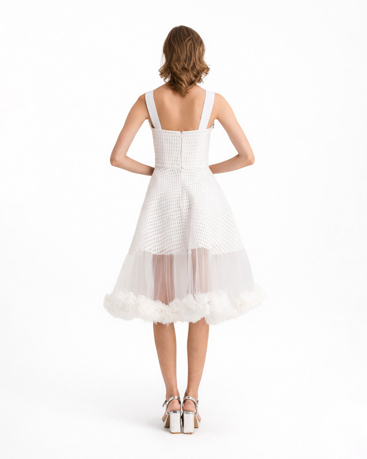 Crochet Lace Flared Midi Dress