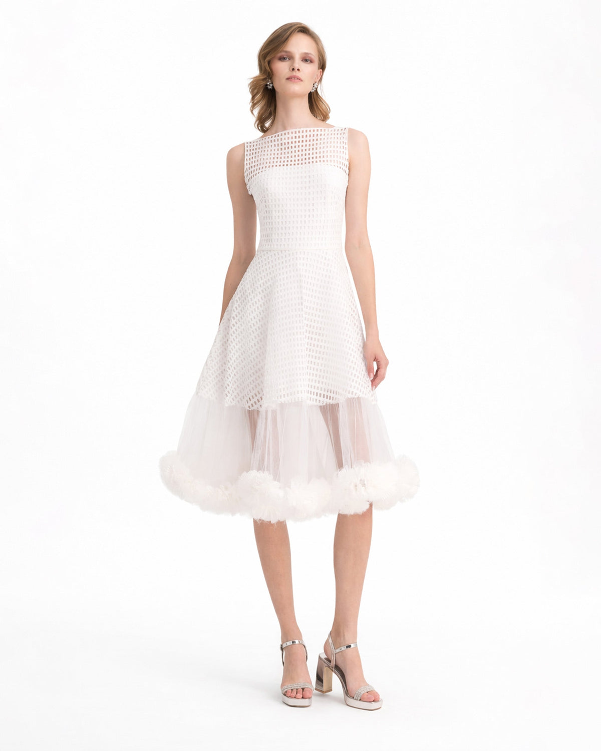 Crochet Lace Flared Midi Dress