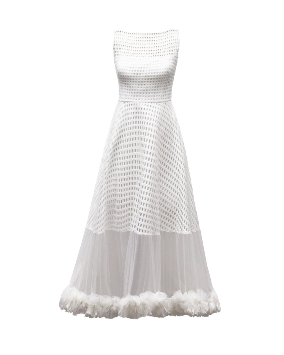 Crochet Lace Flared Midi Dress
